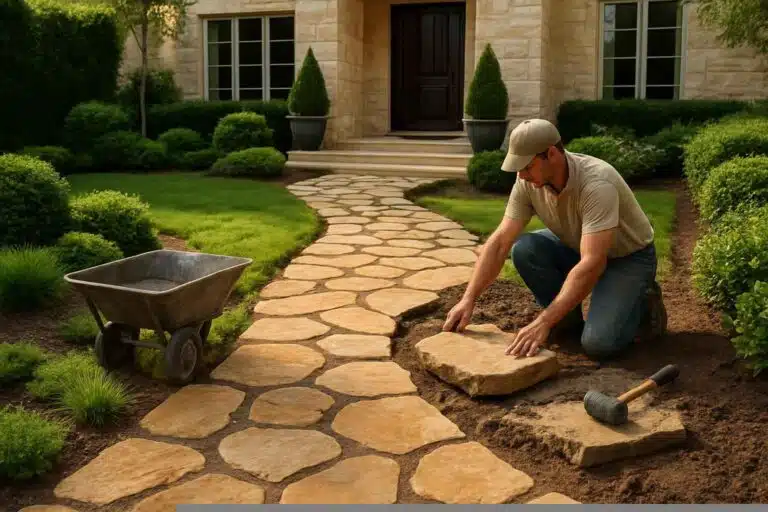 flagstone walkway installer in burnet tx
