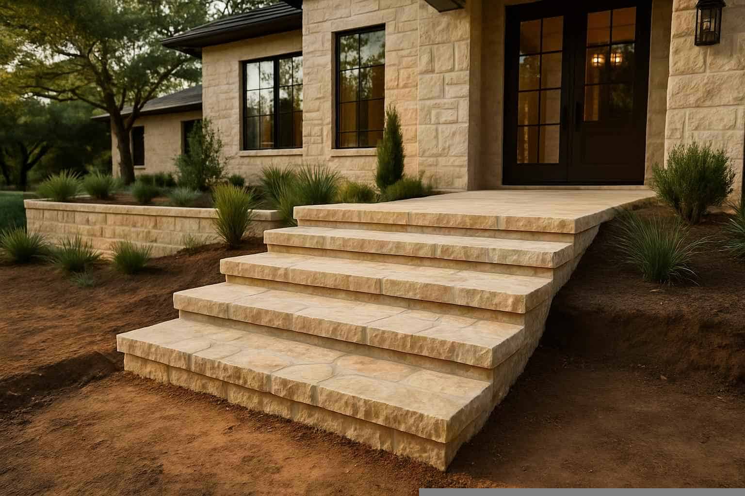 Stone Entry Steps Installation in Fischer TX