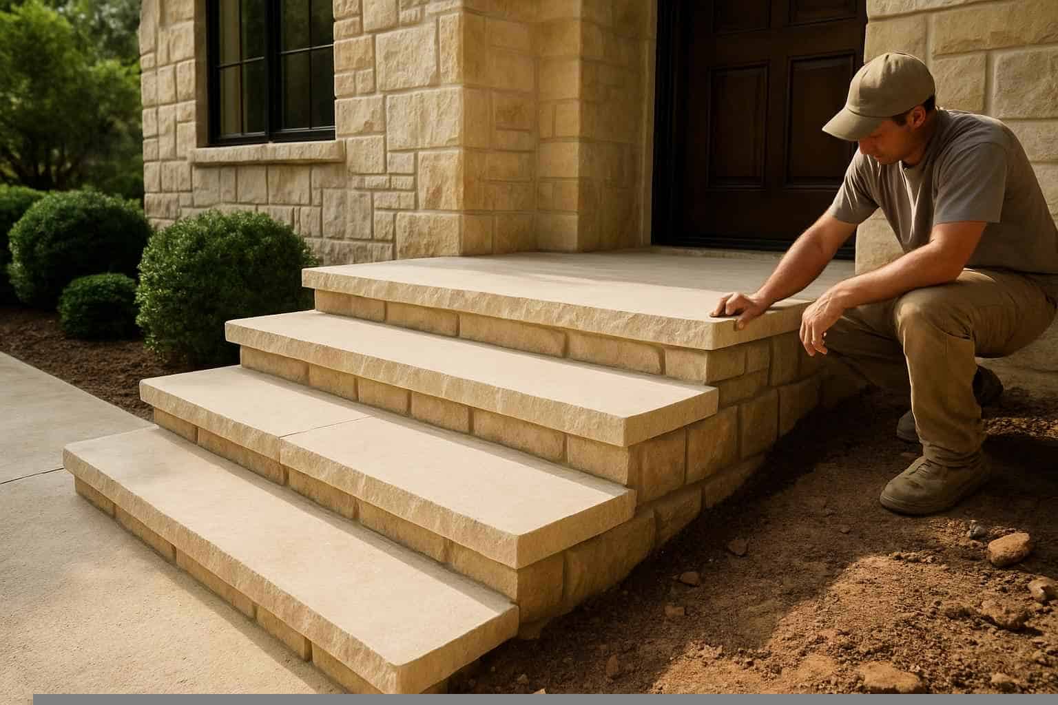 Stone Entry Steps Installation in Marble Falls TX