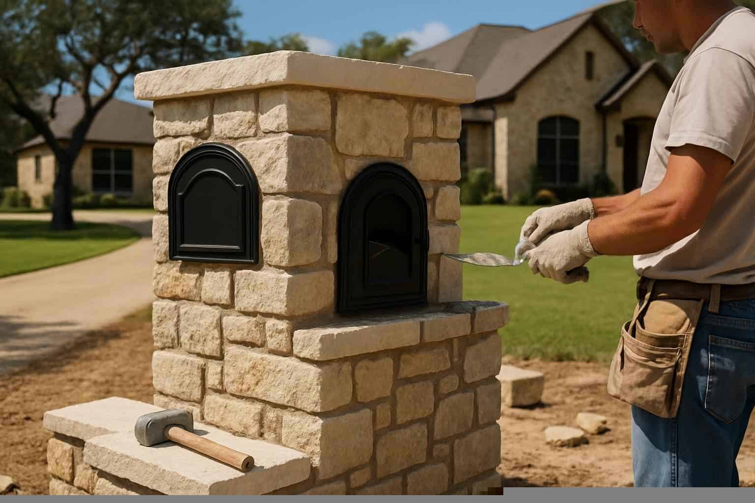 Stone Mailbox Masonry Service in Fischer TX