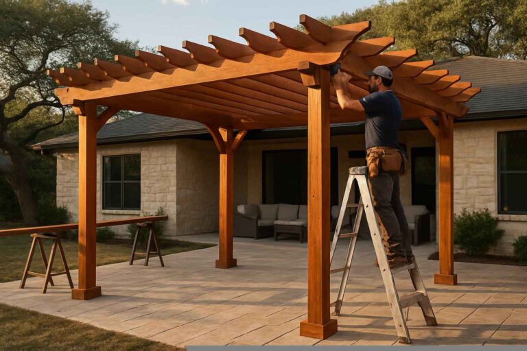 wood pergola builder in fischer tx